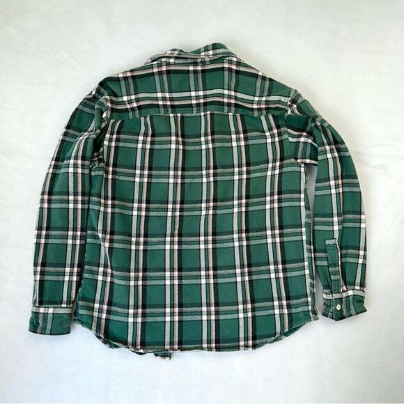 American Eagle Outfitter Green Plaid Shacket Thick Button Up Shirt Men’s Sz M - Picture 2 of 14